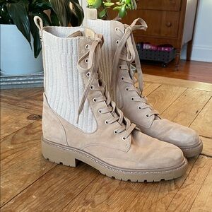 Sam Edelman Beige Lace-Up Women's Boots perfect for early spring